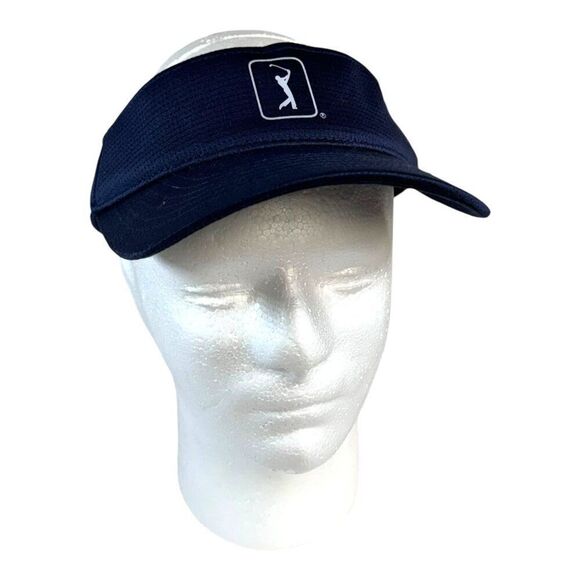 PGA Tour Airflux Mesh Adjustable Golf Visor Navy Blue Sun Protection Sport Hat - Picture 2 of 8